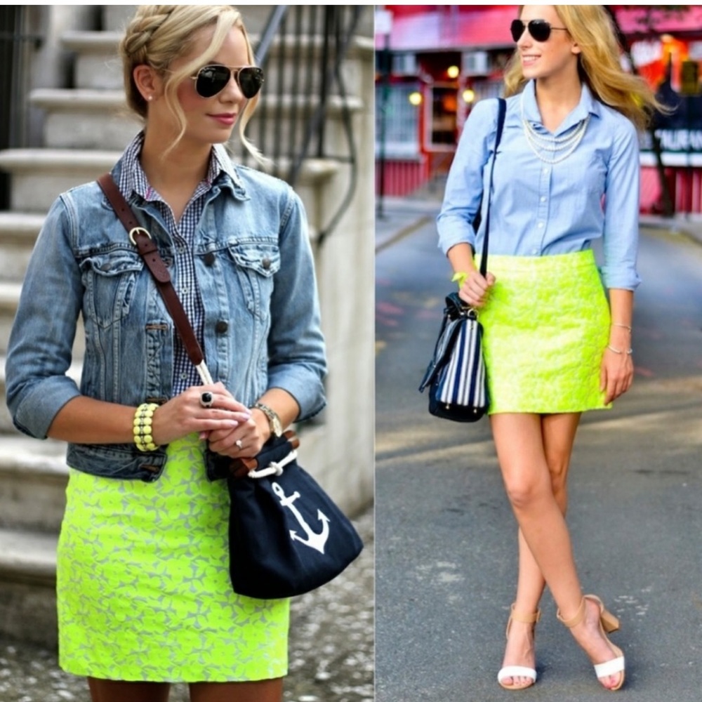 J. Crew Factory Bright Lime Mini Skirt